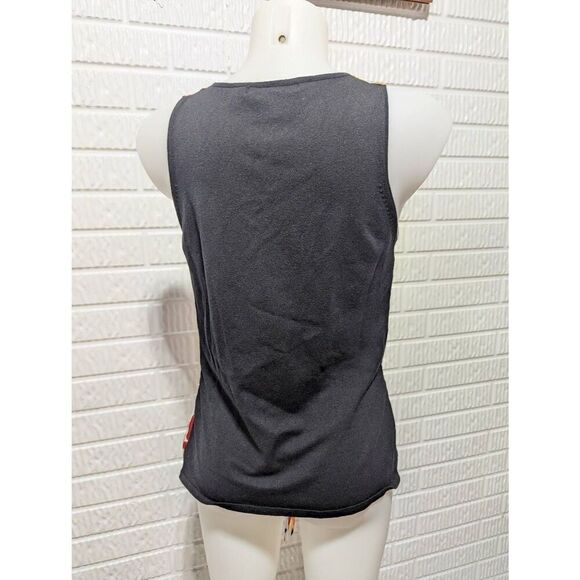 C'est City Women's Multi-Color Tie-Waist Black Knit Back Sleeveless Silk Top Siz - Picture 2 of 10
